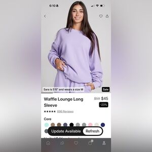 Comfrt Waffle Lounge Long Sleeve Shirt in Lavender.  Size XL.